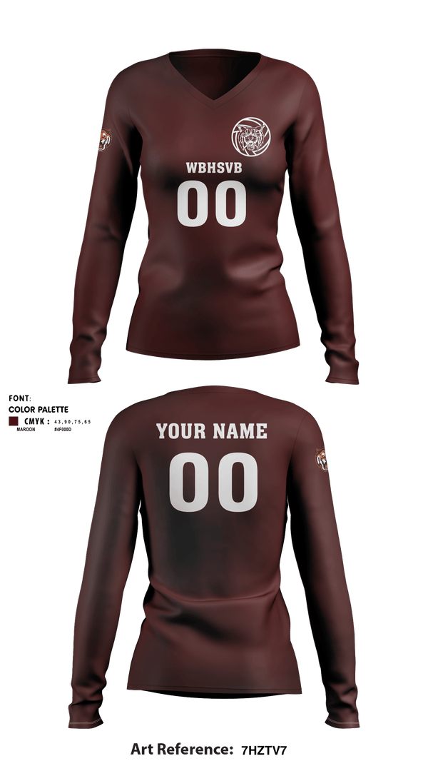 Women's Long Sleeve Vneck Shirt, West Bridgewater High School Volleyball, Women's Volleyball, Teamtime, Team time, sublimation, custom sports apparel, team uniforms, spirit wear, spiritwear, sports uniforms, custom shirts, team store, custom team store, fundraiser sports, apparel fundraiser