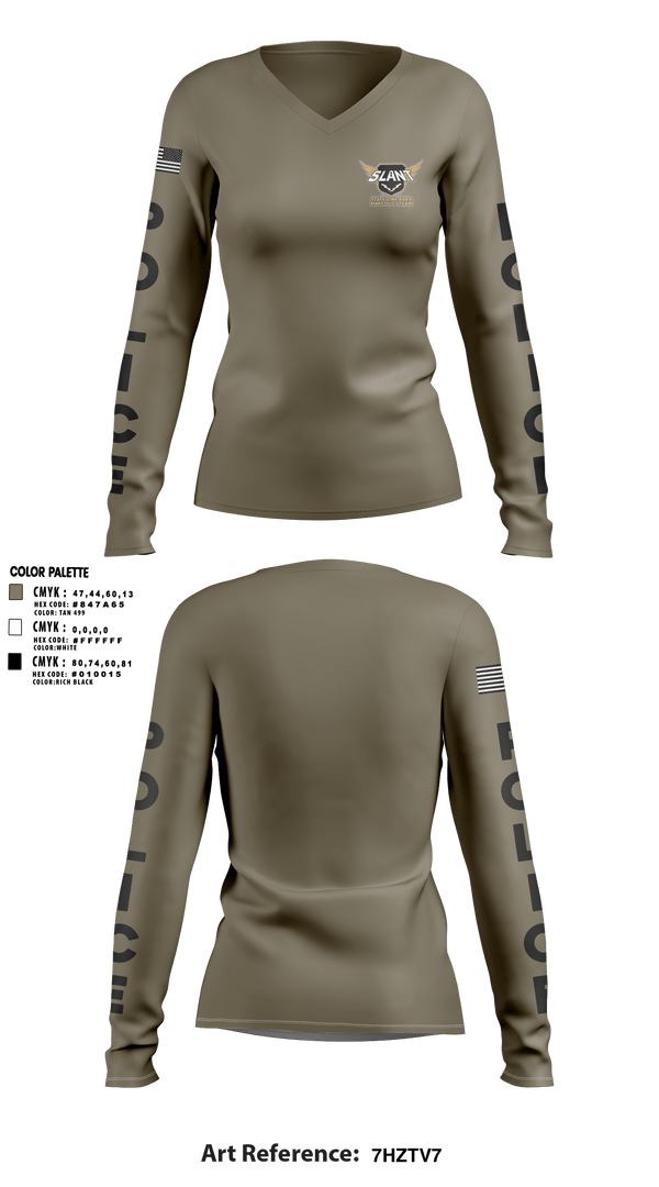 Women's Long Sleeve Vneck Shirt, , Police, Teamtime, Team time, sublimation, custom sports apparel, team uniforms, spirit wear, spiritwear, sports uniforms, custom shirts, team store, custom team store, fundraiser sports, apparel fundraiser