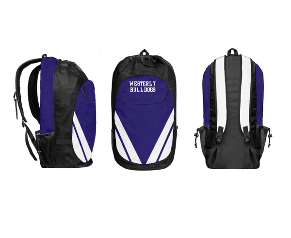 Gear Bag, Westerly Bulldogs, Men's Basketball, Teamtime, Team time, sublimation, custom sports apparel, team uniforms, spirit wear, spiritwear, sports uniforms, custom shirts, team store, custom team store, fundraiser sports, apparel fundraiser