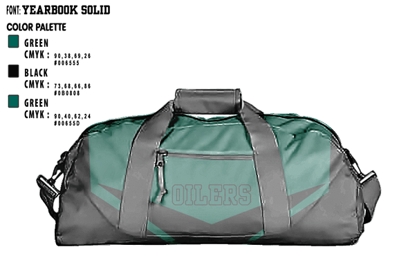 Duffle Bag, Oilers, Cheer, Teamtime, Team time, sublimation, custom sports apparel, team uniforms, spirit wear, spiritwear, sports uniforms, custom shirts, team store, custom team store, fundraiser sports, apparel fundraiser