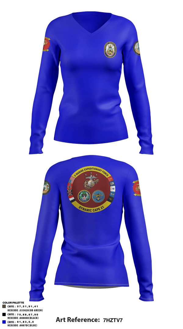 Women's Long Sleeve Vneck Shirt, , Marines, Teamtime, Team time, sublimation, custom sports apparel, team uniforms, spirit wear, spiritwear, sports uniforms, custom shirts, team store, custom team store, fundraiser sports, apparel fundraiser