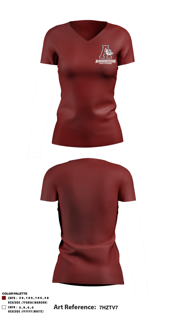 Women's Short Sleeve Vneck Shirt, Anniston High School, Spirit Store, Teamtime, Team time, sublimation, custom sports apparel, team uniforms, spirit wear, spiritwear, sports uniforms, custom shirts, team store, custom team store, fundraiser sports, apparel fundraiser