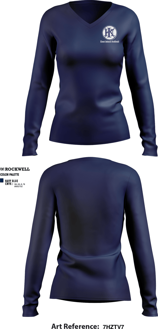 Women's Long Sleeve Vneck Shirt, Kent Island Youth Softball, Spirit Store, Teamtime, Team time, sublimation, custom sports apparel, team uniforms, spirit wear, spiritwear, sports uniforms, custom shirts, team store, custom team store, fundraiser sports, apparel fundraiser