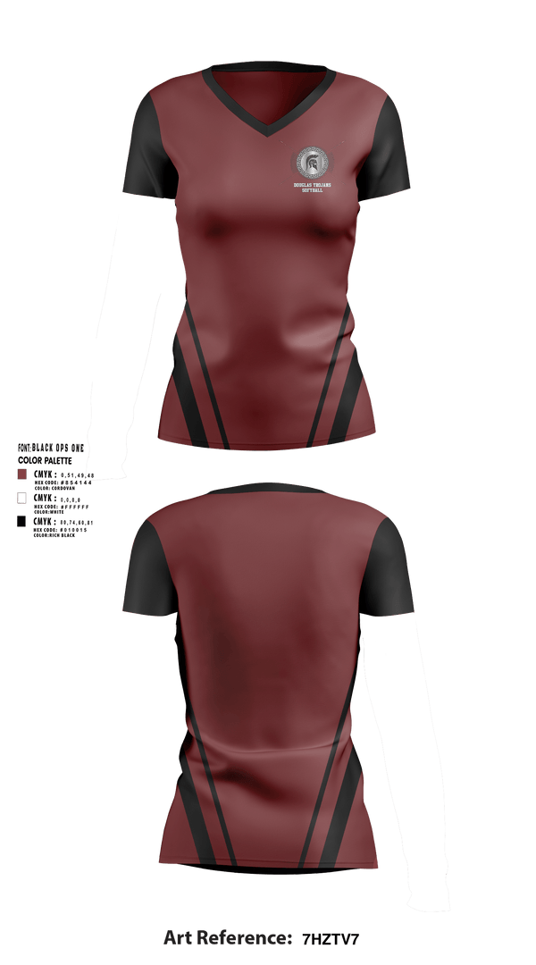 Women's Short Sleeve Vneck Shirt, Douglas High School Softball, Softball, Teamtime, Team time, sublimation, custom sports apparel, team uniforms, spirit wear, spiritwear, sports uniforms, custom shirts, team store, custom team store, fundraiser sports, apparel fundraiser