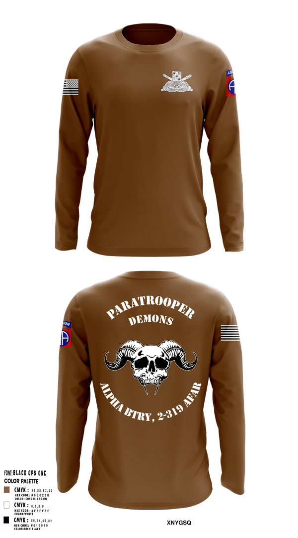 Long Sleeve Performance Shirt, ALPHA BTRY, 2-319th AFAR, Army, Teamtime, Team time, sublimation, custom sports apparel, team uniforms, spirit wear, spiritwear, sports uniforms, custom shirts, team store, custom team store, fundraiser sports, apparel fundraiser