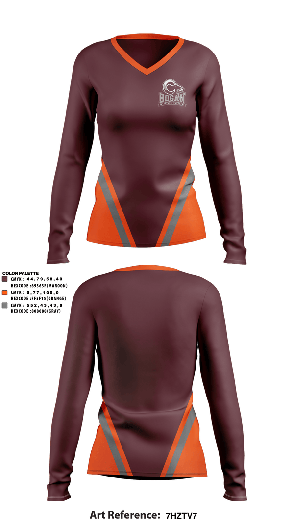 Women's Long Sleeve Vneck Shirt, Hogan Prep Academy, Spirit Store, Teamtime, Team time, sublimation, custom sports apparel, team uniforms, spirit wear, spiritwear, sports uniforms, custom shirts, team store, custom team store, fundraiser sports, apparel fundraiser