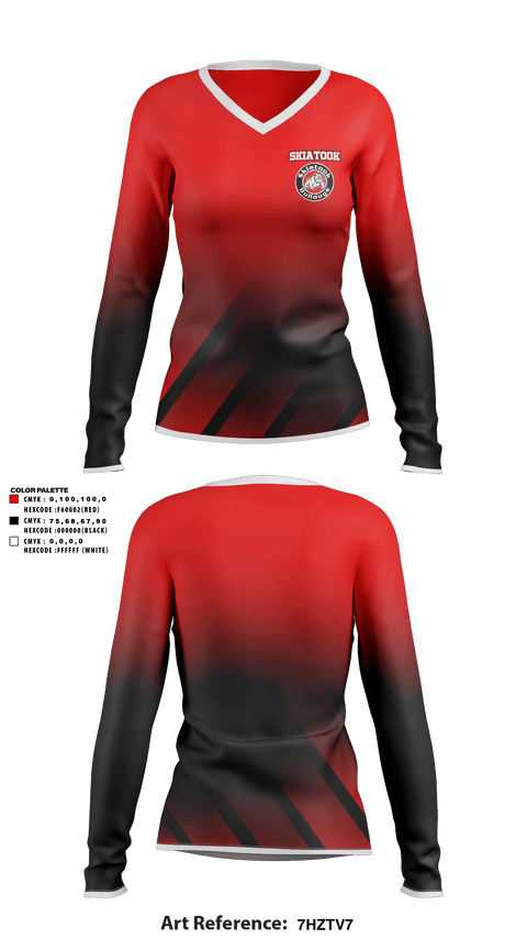 Women's Long Sleeve Vneck Shirt, Skiatook High School Soccer, Men's Soccer, Teamtime, Team time, sublimation, custom sports apparel, team uniforms, spirit wear, spiritwear, sports uniforms, custom shirts, team store, custom team store, fundraiser sports, apparel fundraiser
