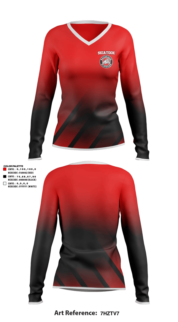 Women's Long Sleeve Vneck Shirt, Skiatook High School Soccer, Men's Soccer, Teamtime, Team time, sublimation, custom sports apparel, team uniforms, spirit wear, spiritwear, sports uniforms, custom shirts, team store, custom team store, fundraiser sports, apparel fundraiser