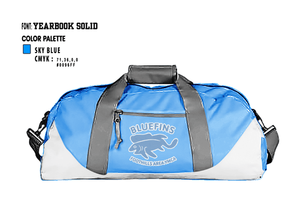 Duffle Bag, Foothills Area YMCA Swimming, Swimming, Teamtime, Team time, sublimation, custom sports apparel, team uniforms, spirit wear, spiritwear, sports uniforms, custom shirts, team store, custom team store, fundraiser sports, apparel fundraiser