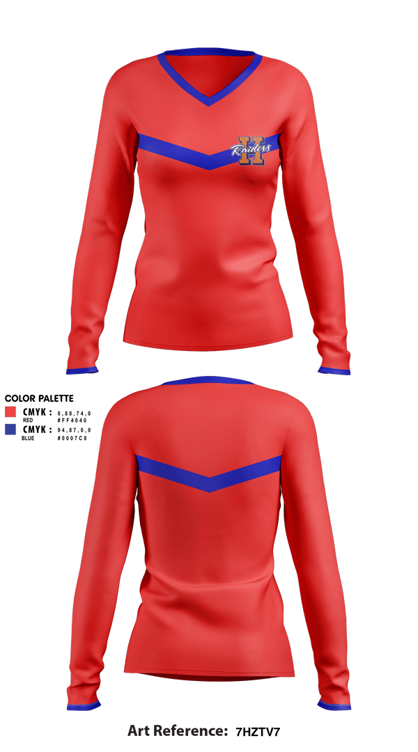 Women's Long Sleeve Vneck Shirt, William Henry Harrison High School Cheer, Cheer, Teamtime, Team time, sublimation, custom sports apparel, team uniforms, spirit wear, spiritwear, sports uniforms, custom shirts, team store, custom team store, fundraiser sports, apparel fundraiser