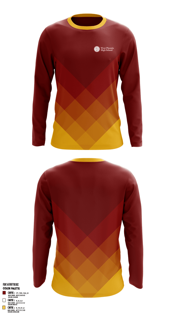 Long Sleeve Performance Shirt, West Phoenix High School, Spirit Store, Teamtime, Team time, sublimation, custom sports apparel, team uniforms, spirit wear, spiritwear, sports uniforms, custom shirts, team store, custom team store, fundraiser sports, apparel fundraiser