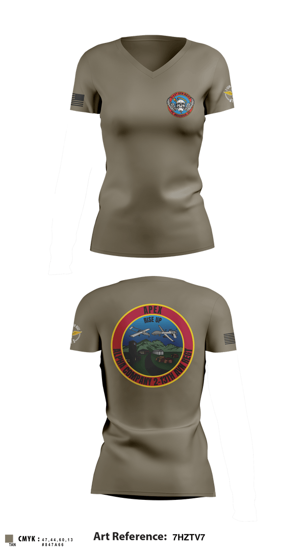 Women's Short Sleeve Vneck Shirt, A Co, 2-13th AVN REGT, , Teamtime, Team time, sublimation, custom sports apparel, team uniforms, spirit wear, spiritwear, sports uniforms, custom shirts, team store, custom team store, fundraiser sports, apparel fundraiser