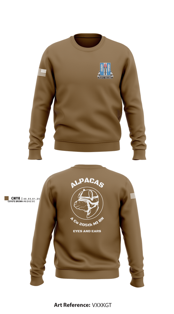 Crew Neck Sweatshirt, Alpha Company 205th MI BN, Army, Teamtime, Team time, sublimation, custom sports apparel, team uniforms, spirit wear, spiritwear, sports uniforms, custom shirts, team store, custom team store, fundraiser sports, apparel fundraiser