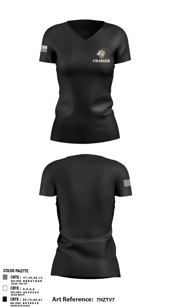 Women's Short Sleeve Vneck Shirt, CHARGER, Army, Teamtime, Team time, sublimation, custom sports apparel, team uniforms, spirit wear, spiritwear, sports uniforms, custom shirts, team store, custom team store, fundraiser sports, apparel fundraiser