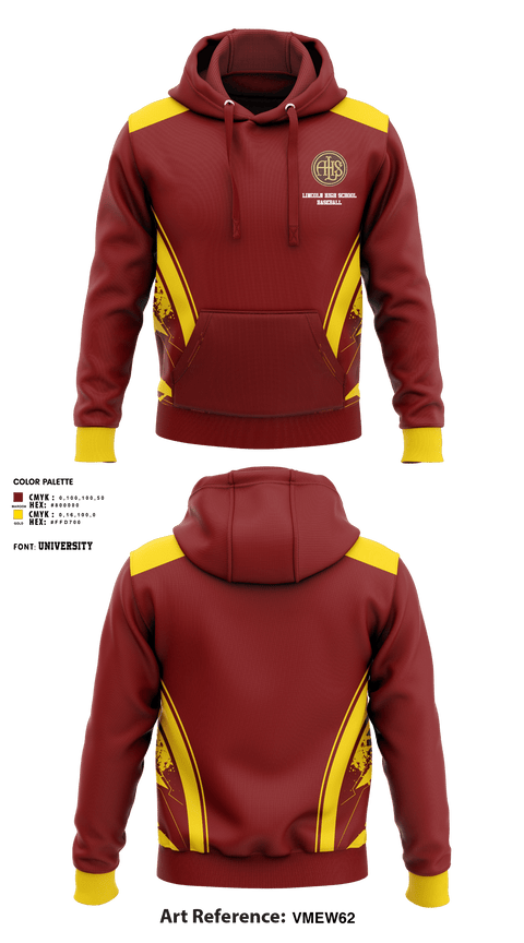 Hoodie, Lincoln High School Baseball, Baseball, Teamtime, Team time, sublimation, custom sports apparel, team uniforms, spirit wear, spiritwear, sports uniforms, custom shirts, team store, custom team store, fundraiser sports, apparel fundraiser