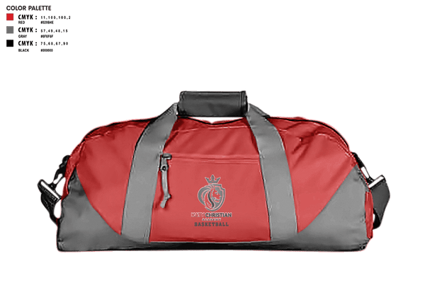 Duffle Bag, Katy Christian Academy Basketball, Men's Basketball, Teamtime, Team time, sublimation, custom sports apparel, team uniforms, spirit wear, spiritwear, sports uniforms, custom shirts, team store, custom team store, fundraiser sports, apparel fundraiser