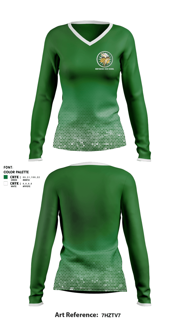Women's Long Sleeve Vneck Shirt, Northridge High School, Spirit Store, Teamtime, Team time, sublimation, custom sports apparel, team uniforms, spirit wear, spiritwear, sports uniforms, custom shirts, team store, custom team store, fundraiser sports, apparel fundraiser