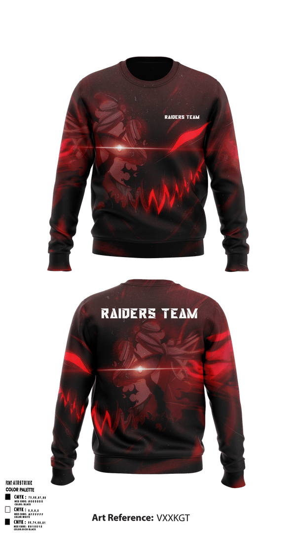 Crew Neck Sweatshirt, Raiders team, , Teamtime, Team time, sublimation, custom sports apparel, team uniforms, spirit wear, spiritwear, sports uniforms, custom shirts, team store, custom team store, fundraiser sports, apparel fundraiser