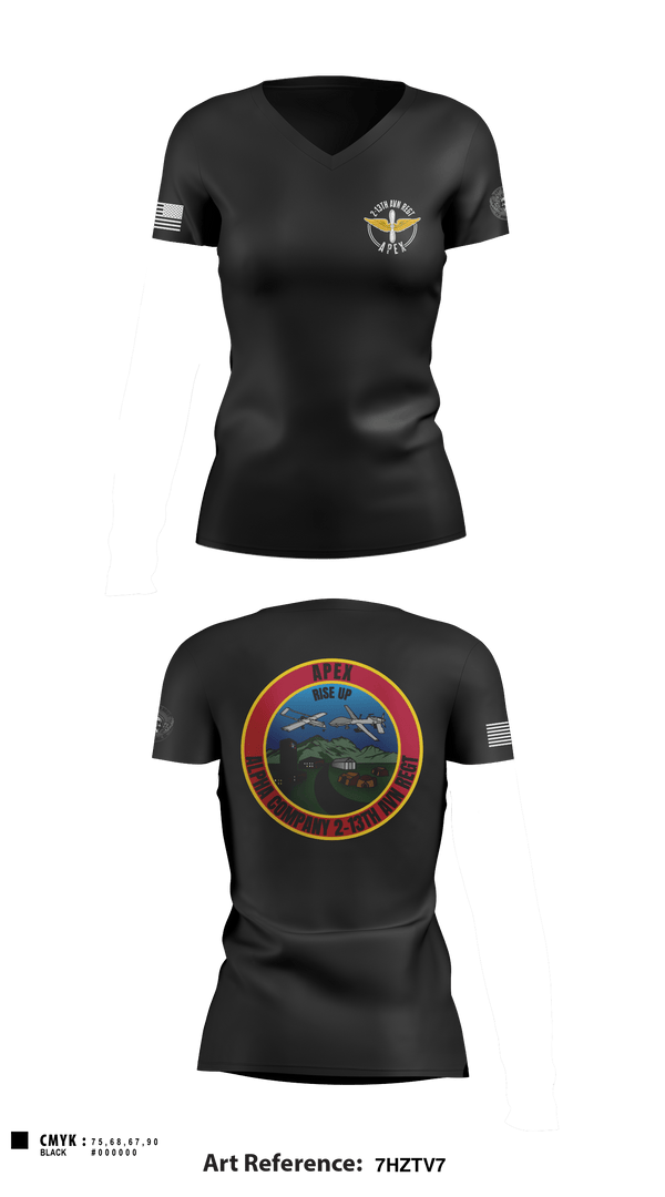 Women's Short Sleeve Vneck Shirt, A Co, 2-13th AVN REGT, , Teamtime, Team time, sublimation, custom sports apparel, team uniforms, spirit wear, spiritwear, sports uniforms, custom shirts, team store, custom team store, fundraiser sports, apparel fundraiser