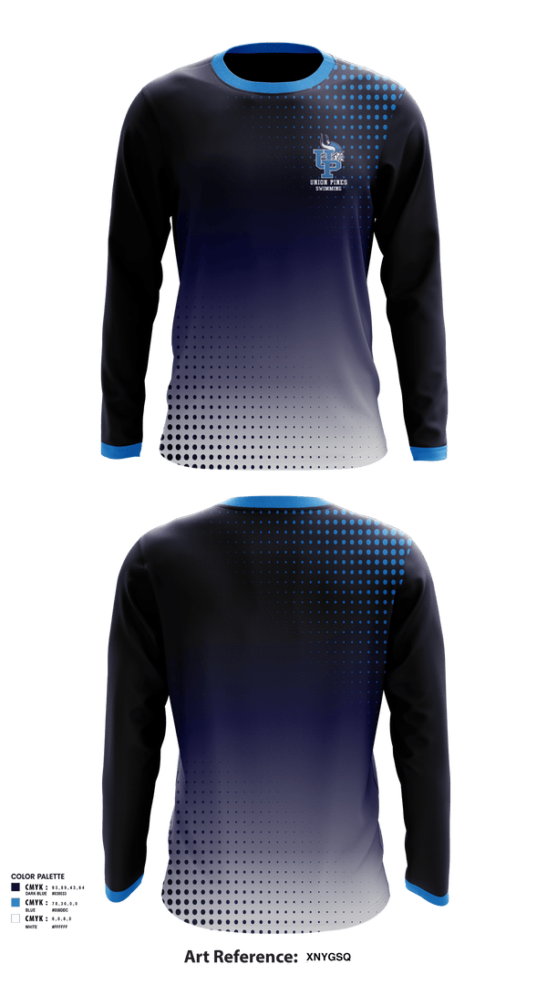 Long Sleeve Performance Shirt, Union Pines High School Swimming, Swimming, Teamtime, Team time, sublimation, custom sports apparel, team uniforms, spirit wear, spiritwear, sports uniforms, custom shirts, team store, custom team store, fundraiser sports, apparel fundraiser