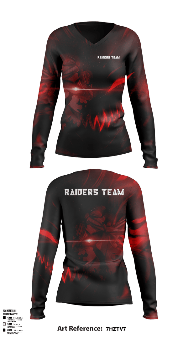 Women's Long Sleeve Vneck Shirt, Raiders team, , Teamtime, Team time, sublimation, custom sports apparel, team uniforms, spirit wear, spiritwear, sports uniforms, custom shirts, team store, custom team store, fundraiser sports, apparel fundraiser