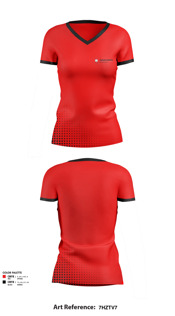 Women's Short Sleeve Vneck Shirt, Sugar Grove Elementary School, Spirit Store, Teamtime, Team time, sublimation, custom sports apparel, team uniforms, spirit wear, spiritwear, sports uniforms, custom shirts, team store, custom team store, fundraiser sports, apparel fundraiser