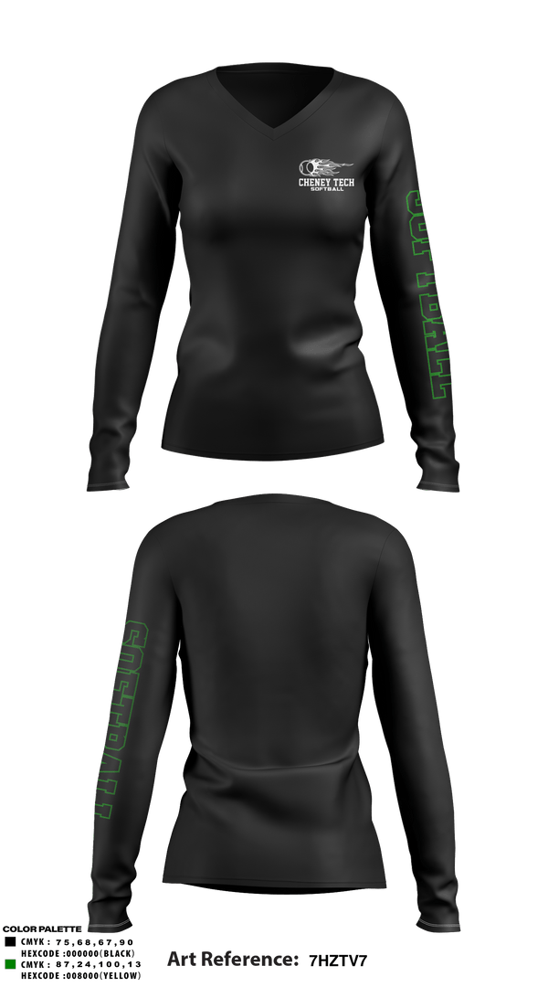 Women's Long Sleeve Vneck Shirt, Howell Cheney Technical High School Softball, Softball, Teamtime, Team time, sublimation, custom sports apparel, team uniforms, spirit wear, spiritwear, sports uniforms, custom shirts, team store, custom team store, fundraiser sports, apparel fundraiser