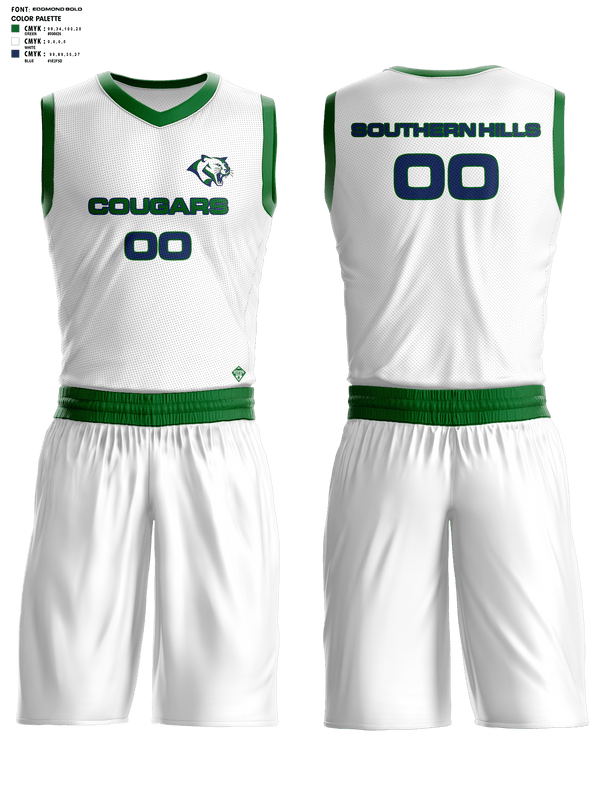 Southern Hills MS Basketball Reversible Basketball Uniform (Green/White) - 1