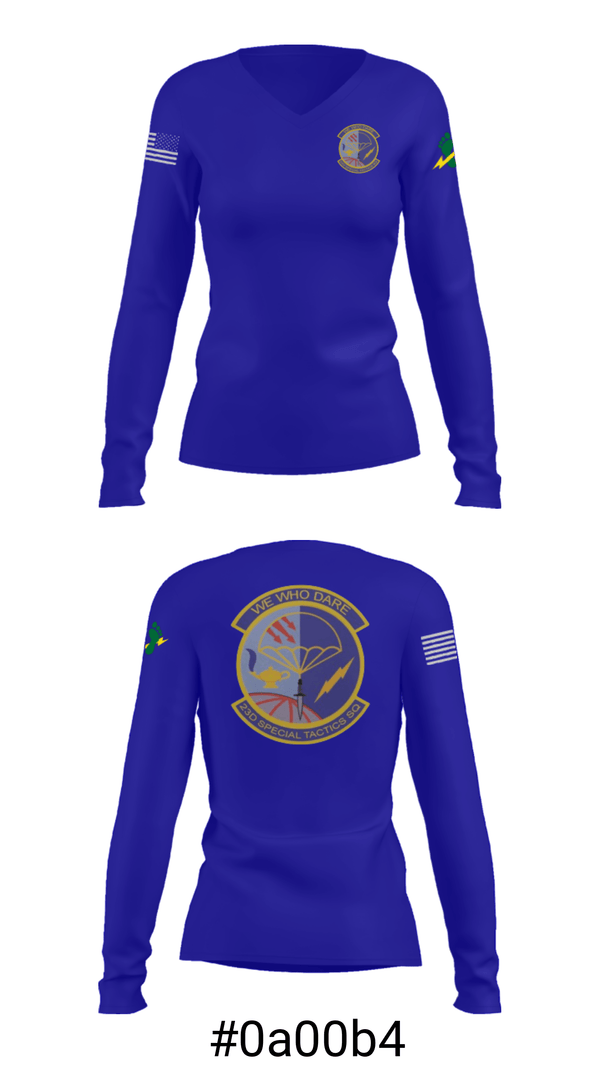 Women's Long Sleeve Vneck Shirt, , Air Force, Teamtime, Team time, sublimation, custom sports apparel, team uniforms, spirit wear, spiritwear, sports uniforms, custom shirts, team store, custom team store, fundraiser sports, apparel fundraiser