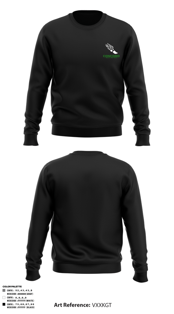 Crew Neck Sweatshirt, Concord High School Track, Cross Country, Teamtime, Team time, sublimation, custom sports apparel, team uniforms, spirit wear, spiritwear, sports uniforms, custom shirts, team store, custom team store, fundraiser sports, apparel fundraiser
