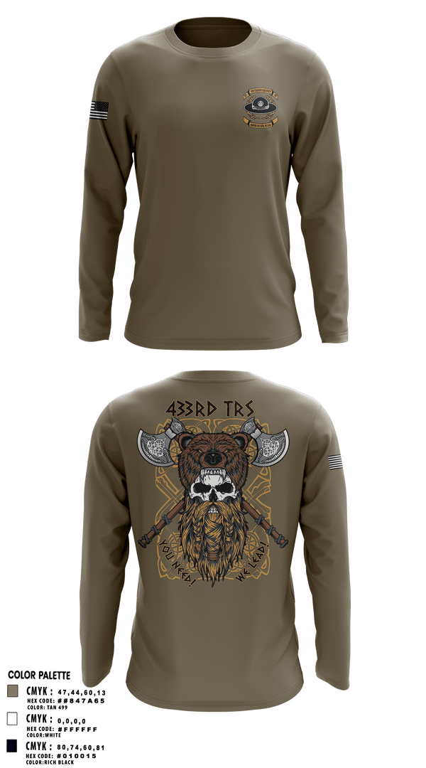Long Sleeve Performance Shirt, 433 TRS, Air Force, Teamtime, Team time, sublimation, custom sports apparel, team uniforms, spirit wear, spiritwear, sports uniforms, custom shirts, team store, custom team store, fundraiser sports, apparel fundraiser