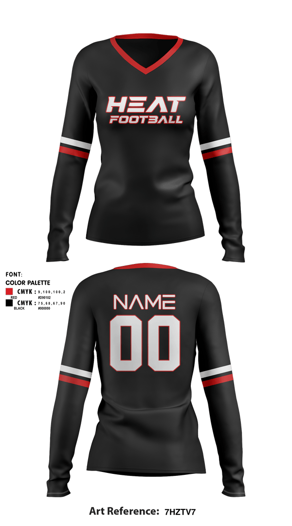 Women's Long Sleeve Vneck Shirt, Gulf Coast Heat Flag Football, Football, Teamtime, Team time, sublimation, custom sports apparel, team uniforms, spirit wear, spiritwear, sports uniforms, custom shirts, team store, custom team store, fundraiser sports, apparel fundraiser