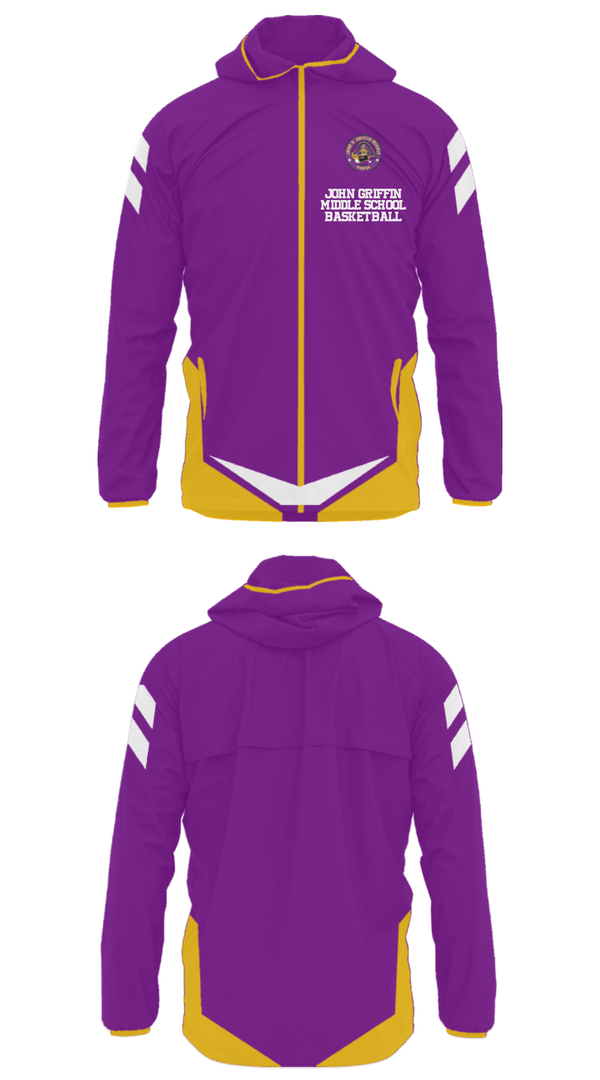 Windbreaker, John Griffin Middle School Basketball, Men's Basketball, Teamtime, Team time, sublimation, custom sports apparel, team uniforms, spirit wear, spiritwear, sports uniforms, custom shirts, team store, custom team store, fundraiser sports, apparel fundraiser