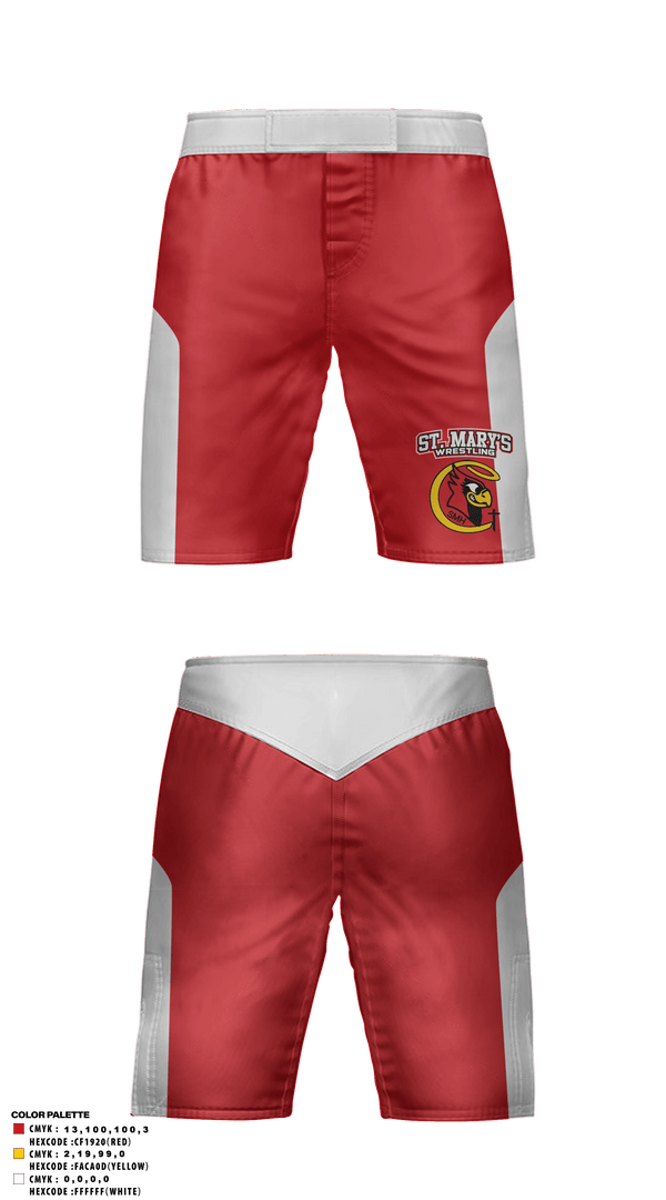 Fight Shorts, Saint Mary's High School Wrestling, Wrestling, Teamtime, Team time, sublimation, custom sports apparel, team uniforms, spirit wear, spiritwear, sports uniforms, custom shirts, team store, custom team store, fundraiser sports, apparel fundraiser