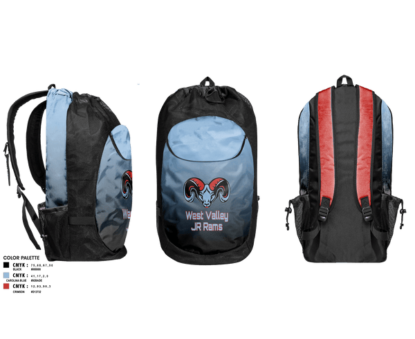 Gear Bag, West Valley JR Rams, Football, Teamtime, Team time, sublimation, custom sports apparel, team uniforms, spirit wear, spiritwear, sports uniforms, custom shirts, team store, custom team store, fundraiser sports, apparel fundraiser
