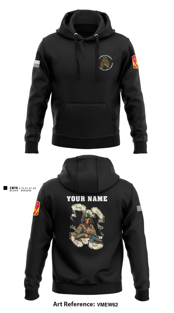 Hoodie, Bravo Battery, 4th Battalion, 3rd Air Defense Artillery Regiment, Army, Teamtime, Team time, sublimation, custom sports apparel, team uniforms, spirit wear, spiritwear, sports uniforms, custom shirts, team store, custom team store, fundraiser sports, apparel fundraiser