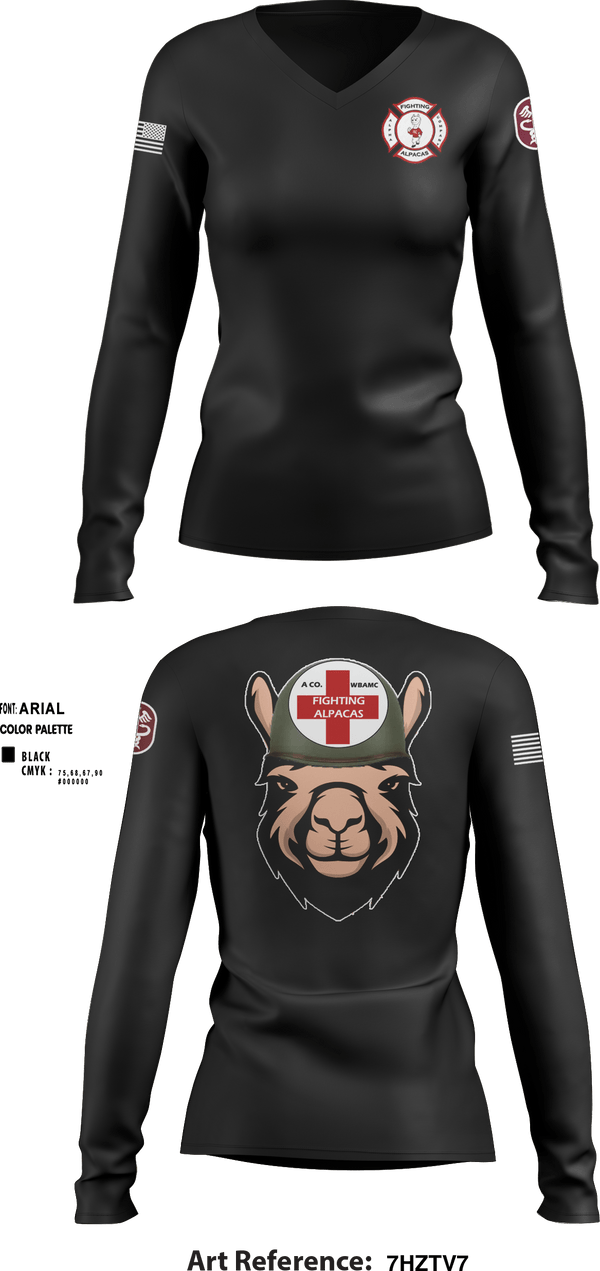 Women's Long Sleeve Vneck Shirt, WBAMCAlpha Company, WBAMC, Softball, Teamtime, Team time, sublimation, custom sports apparel, team uniforms, spirit wear, spiritwear, sports uniforms, custom shirts, team store, custom team store, fundraiser sports, apparel fundraiser