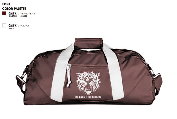 Duffle Bag, De Leon High School, Spirit Store, Teamtime, Team time, sublimation, custom sports apparel, team uniforms, spirit wear, spiritwear, sports uniforms, custom shirts, team store, custom team store, fundraiser sports, apparel fundraiser