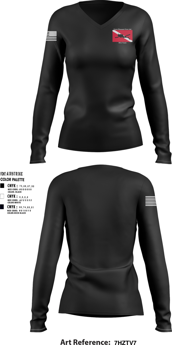 Women's Long Sleeve Vneck Shirt, Point Beach Dive Team, Fire Department, Teamtime, Team time, sublimation, custom sports apparel, team uniforms, spirit wear, spiritwear, sports uniforms, custom shirts, team store, custom team store, fundraiser sports, apparel fundraiser