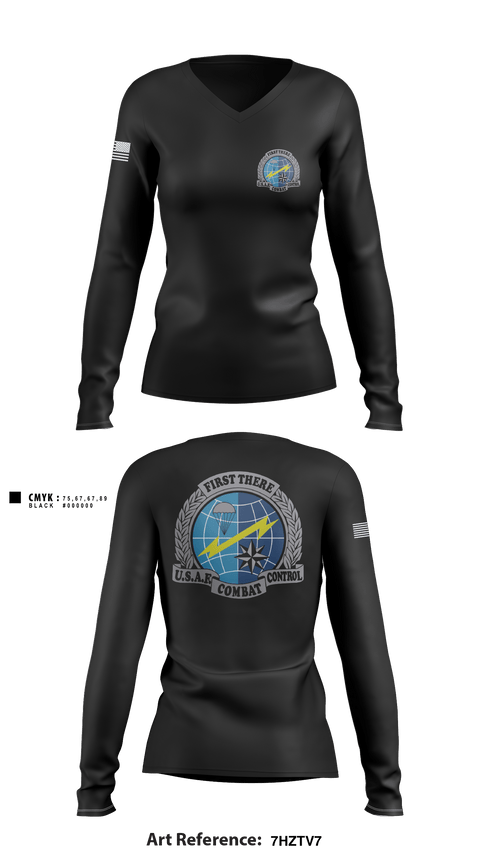 Women's Long Sleeve Vneck Shirt, , Air Force, Teamtime, Team time, sublimation, custom sports apparel, team uniforms, spirit wear, spiritwear, sports uniforms, custom shirts, team store, custom team store, fundraiser sports, apparel fundraiser