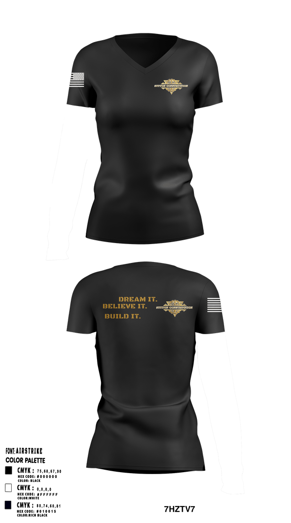 Women's Short Sleeve Vneck Shirt, Sutton ConstructionSutton Construction, , Teamtime, Team time, sublimation, custom sports apparel, team uniforms, spirit wear, spiritwear, sports uniforms, custom shirts, team store, custom team store, fundraiser sports, apparel fundraiser