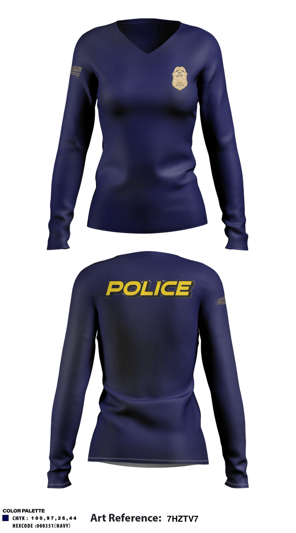 Women's Long Sleeve Vneck Shirt, , Police, Teamtime, Team time, sublimation, custom sports apparel, team uniforms, spirit wear, spiritwear, sports uniforms, custom shirts, team store, custom team store, fundraiser sports, apparel fundraiser