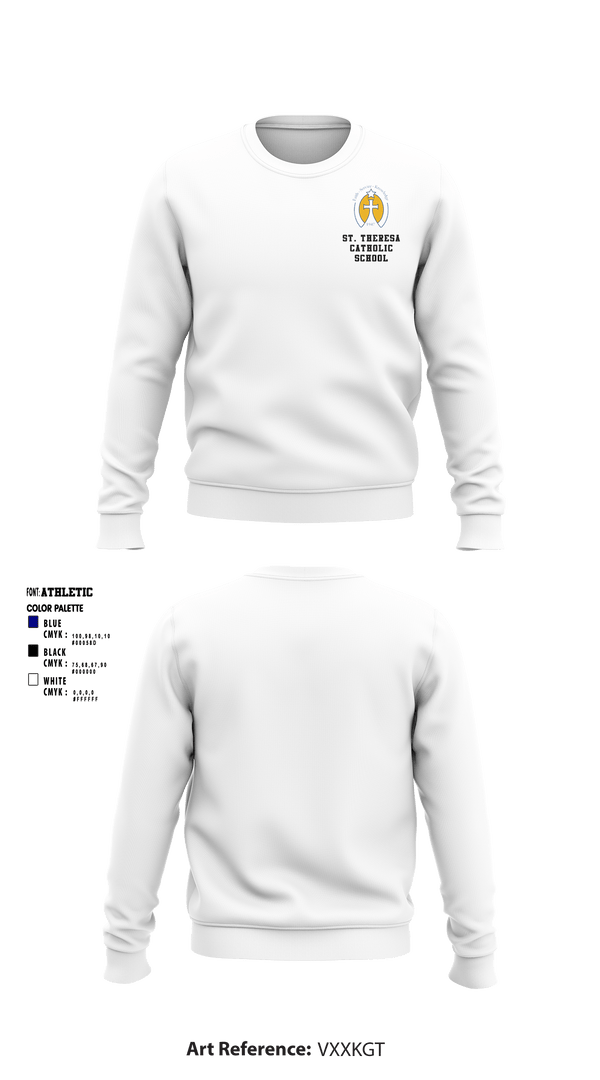 Crew Neck Sweatshirt, St. Theresa Catholic School, Spirit Store, Teamtime, Team time, sublimation, custom sports apparel, team uniforms, spirit wear, spiritwear, sports uniforms, custom shirts, team store, custom team store, fundraiser sports, apparel fundraiser