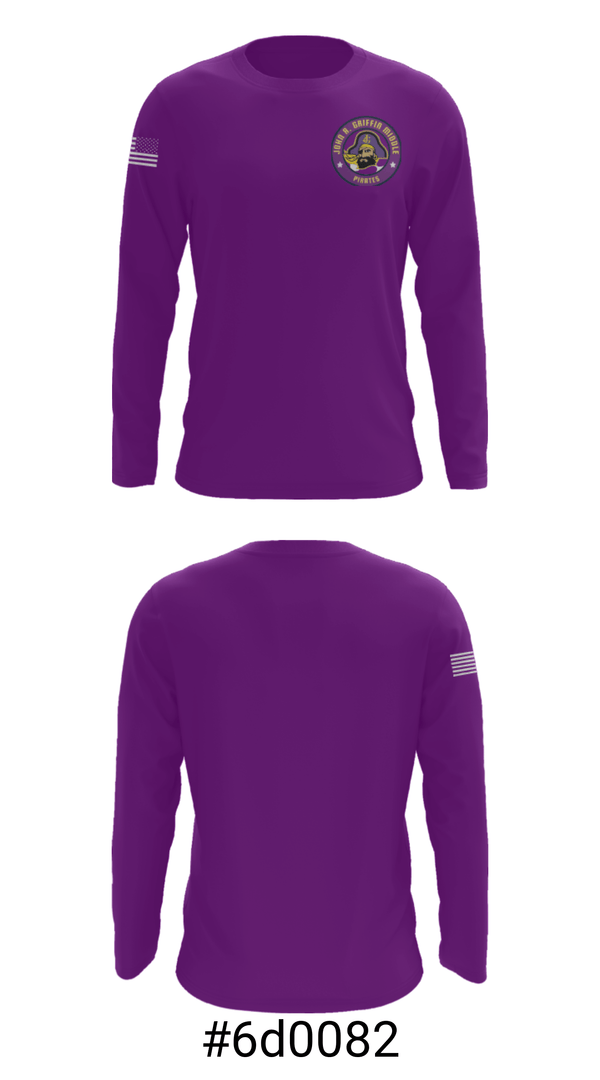 Long Sleeve Performance Shirt, John Griffin Middle School Basketball, Men's Basketball, Teamtime, Team time, sublimation, custom sports apparel, team uniforms, spirit wear, spiritwear, sports uniforms, custom shirts, team store, custom team store, fundraiser sports, apparel fundraiser