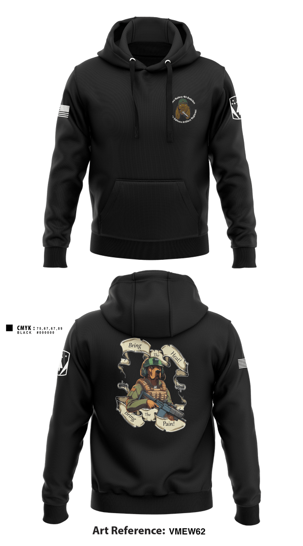 Hoodie, Bravo Battery, 4th Battalion, 3rd Air Defense Artillery Regiment, Army, Teamtime, Team time, sublimation, custom sports apparel, team uniforms, spirit wear, spiritwear, sports uniforms, custom shirts, team store, custom team store, fundraiser sports, apparel fundraiser