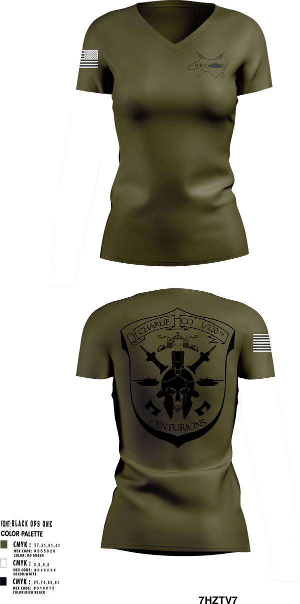 Women's Short Sleeve Vneck Shirt, Charlie Co 1/120th, Army, Teamtime, Team time, sublimation, custom sports apparel, team uniforms, spirit wear, spiritwear, sports uniforms, custom shirts, team store, custom team store, fundraiser sports, apparel fundraiser