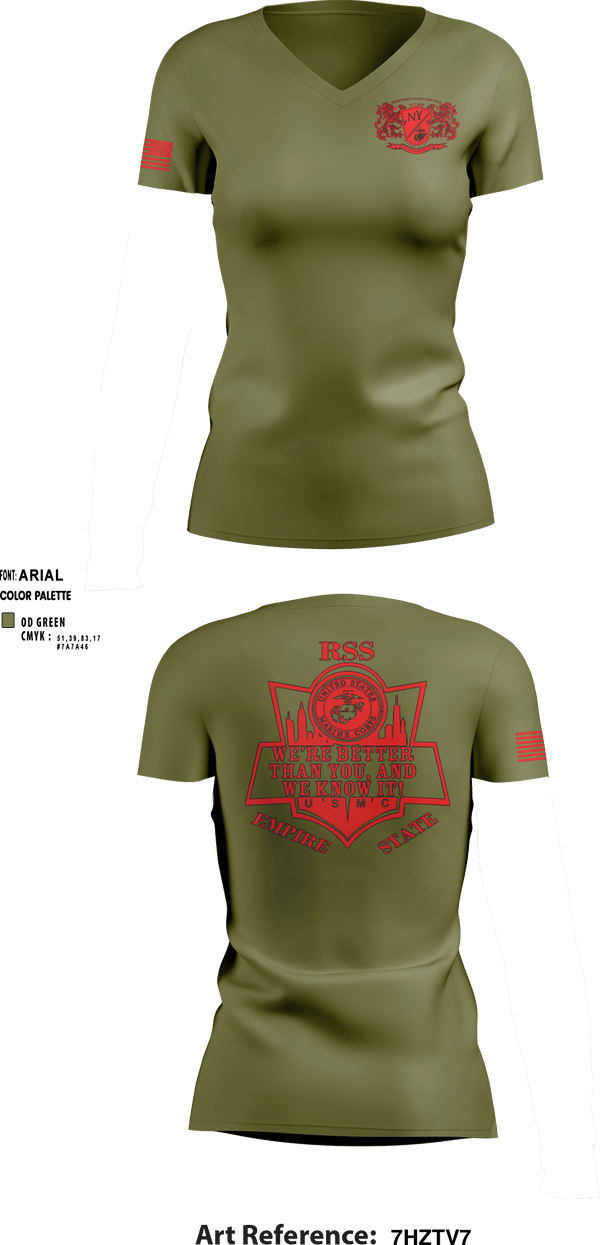 Women's Short Sleeve Vneck Shirt, RSS EMPIRE STATE, Marines, Teamtime, Team time, sublimation, custom sports apparel, team uniforms, spirit wear, spiritwear, sports uniforms, custom shirts, team store, custom team store, fundraiser sports, apparel fundraiser