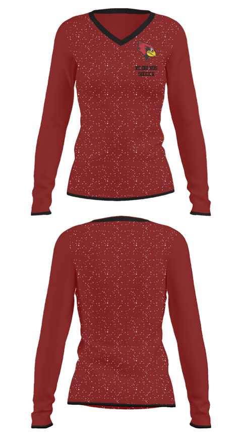 Women's Long Sleeve Vneck Shirt, Redbirds Soccer, Men's Soccer, Teamtime, Team time, sublimation, custom sports apparel, team uniforms, spirit wear, spiritwear, sports uniforms, custom shirts, team store, custom team store, fundraiser sports, apparel fundraiser