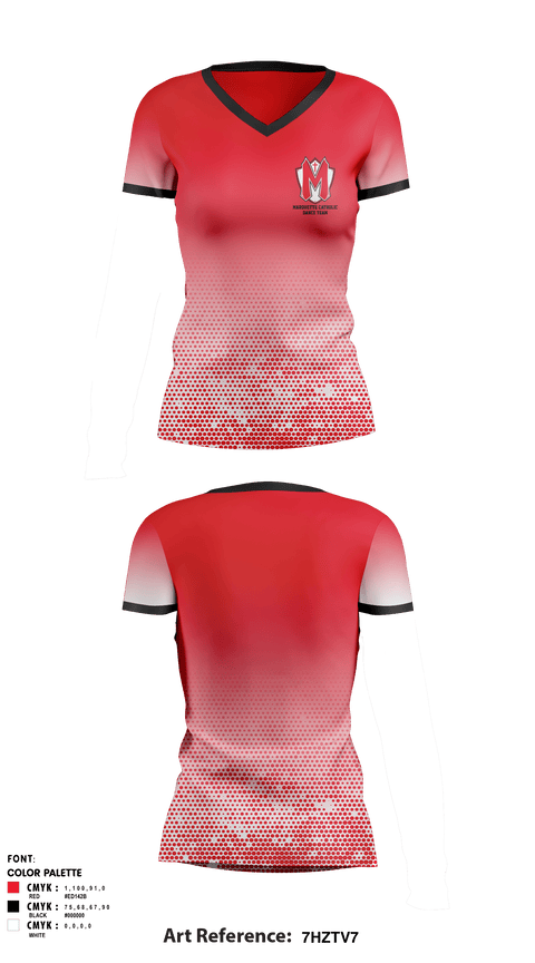 Women's Short Sleeve Vneck Shirt, Marquette Catholic High School Dance, Spirit Store, Teamtime, Team time, sublimation, custom sports apparel, team uniforms, spirit wear, spiritwear, sports uniforms, custom shirts, team store, custom team store, fundraiser sports, apparel fundraiser