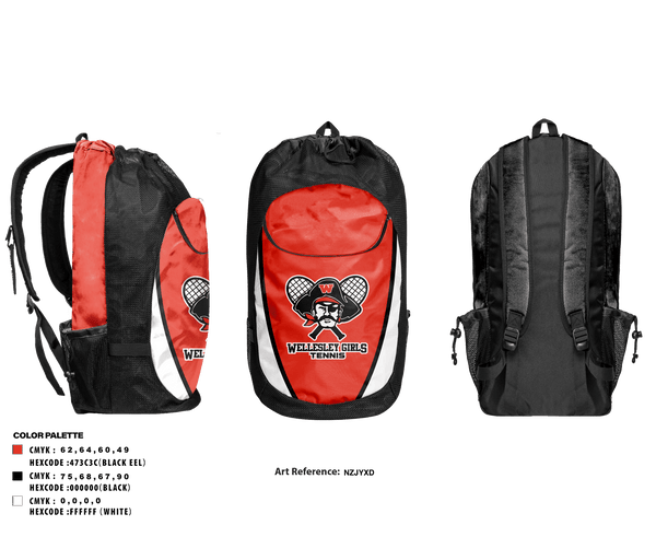 Gear Bag, Wellesley High School Girls Tennis, Tennis, Teamtime, Team time, sublimation, custom sports apparel, team uniforms, spirit wear, spiritwear, sports uniforms, custom shirts, team store, custom team store, fundraiser sports, apparel fundraiser